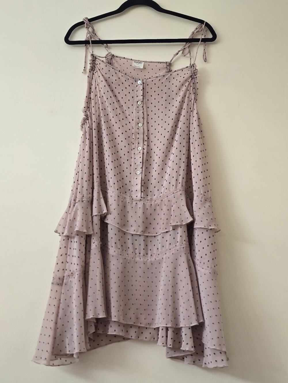 Free People Intimately Free Pink Polka Dot Tiered Sheer Short Dress SzL